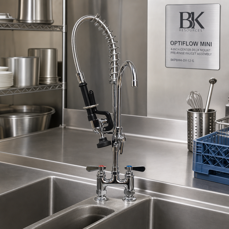 Product image #2 for BK Resources OptiFlow Mini 4-Inch Center Deck Mount Pre-Rinse Faucet Assembly