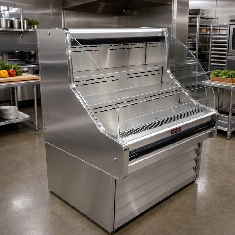Product image #2 for Howard-McCray Ovation Series 51-Inch Curved Self-Contained Open Merchandiser with Stainless Steel Interior/Exterior and LED Lighting
