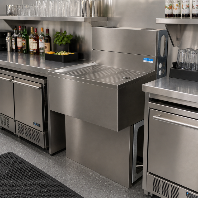 Product image #2 for 48-Inch x 18-Inch Modular Underbar Drain Board with Included Drain, 304 Stainless Steel