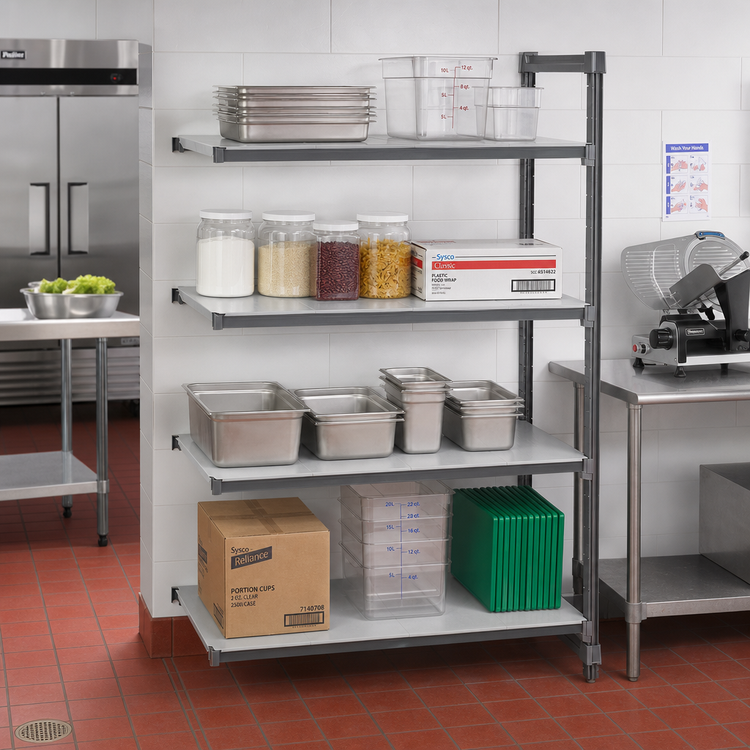 Product image #2 for Camshelving Basics Plus 18" x 48" x 64" 4-Shelf Solid Polymer Add-On Shelving Unit