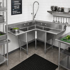 Thumbnail image #2 for John Boos Pro-Bowl 3PBCS18244-2D24 3-Compartment Stainless Steel Corner Sink with Dual Drainboards, 16-Gauge, 70-1/2"W x 70-1/2"D