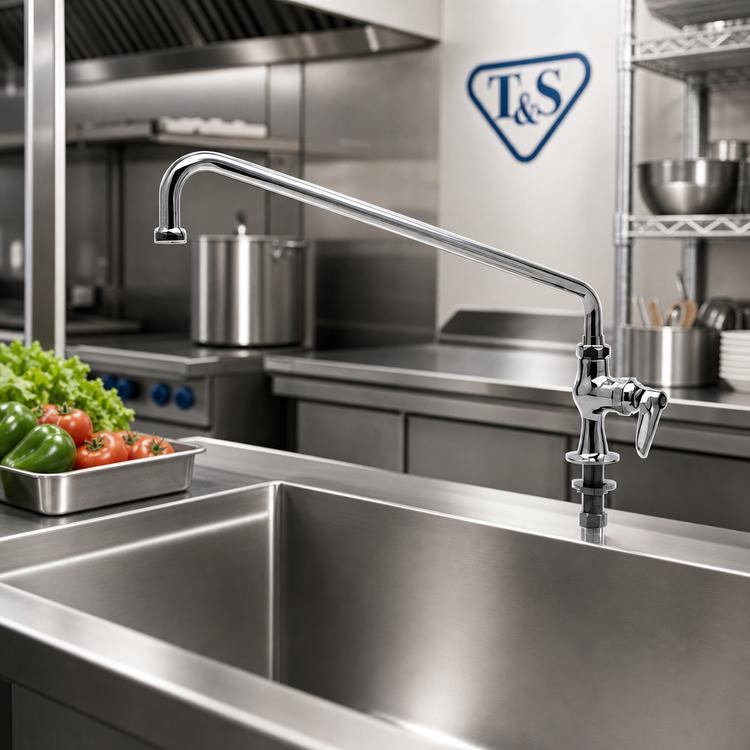 Product image #2 for T&S Brass B-0205-M Single Pantry Deck-Mounted Faucet with 18-Inch Swing Nozzle