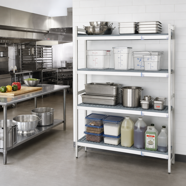 Product image #2 for Fermostock 4-Tier Corner Expansion Polymer Shelving Unit, 83 in. H x 31 in. W x 18 in. D