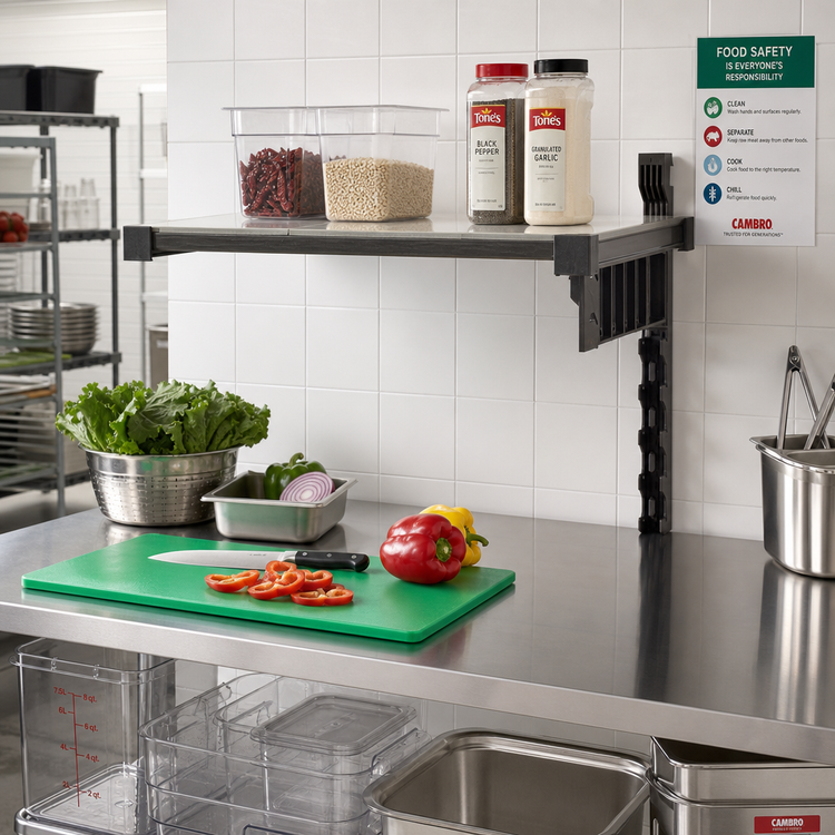 Product image #2 for Cambro Camshelving Elevation Series 21" x 30" Solid Wall-Mounted Add-On Shelf Kit