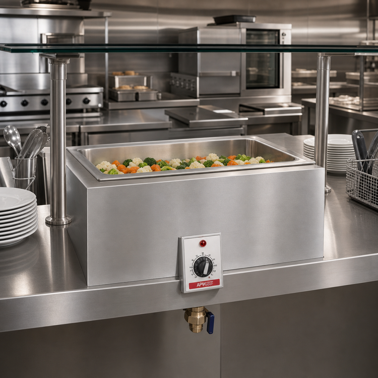 Product image #2 for APW Wyott BM-80DULS Built-In Electric Hot Food Well with Drain, Single 12 x 20 Pan