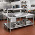 Thumbnail image #2 for Advance Tabco Stainless Steel Work Table with Adjustable Undershelf, 108 x 48 Inches, Open Base
