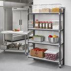 Thumbnail image #2 for Cambro Camshelving® Elements EXA183664VS4480 Stationary Add-On Polymer Shelving Unit, 18 x 36 x 64, 4-Shelf, 3 Vented/1 Solid, Gray