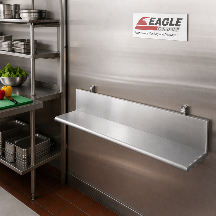 Product image #2 for Eagle Group 30 Inch x 12 Inch Wall-Mounted Stainless Steel Drop Shelf