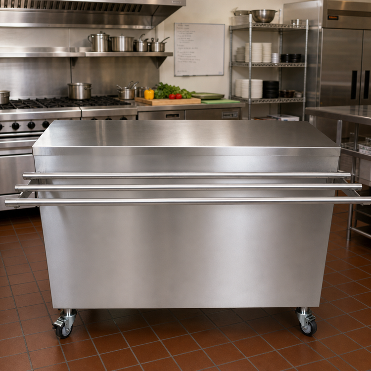 Product image #2 for BK Resources 60 Inch x 30 Inch Stainless Steel Serving Counter with 12-1/2 Inch Drop Shelf