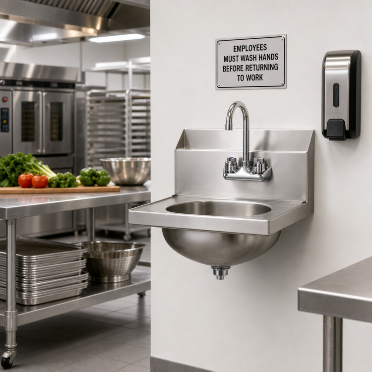 Product image #2 for Eagle Group HSA-10-F Wall-Mounted 304 Stainless Steel Hand Sink with Splash-Mounted Gooseneck Faucet
