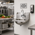 Thumbnail image #2 for Eagle Group HSA-10-F Wall-Mounted 304 Stainless Steel Hand Sink with Splash-Mounted Gooseneck Faucet