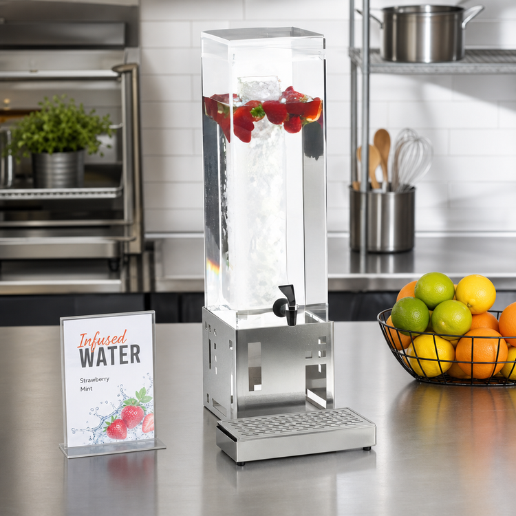 Product image #2 for Cal-Mil Squared 1.5 Gallon Single Beverage Dispenser with Infusion Chamber and Drip Tray