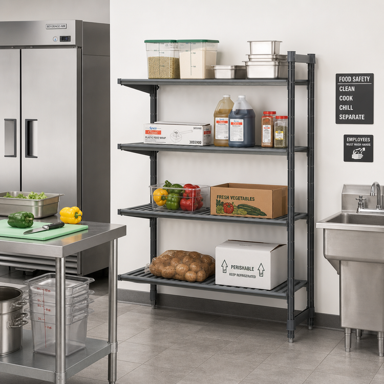 Product image #2 for Cambro Camshelving Basics Plus 4-Shelf Add-On Unit — 21 Inch D x 42 Inch L x 84 Inch H (Brushed Graphite)