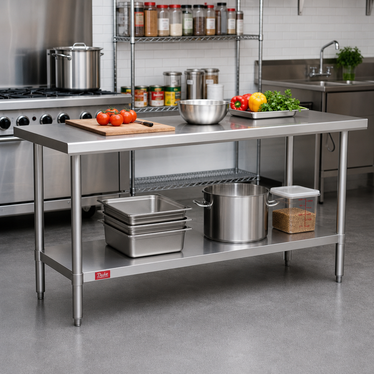 Product image #2 for Duke Stainless Steel Work Table with Open Base Undershelf, 84 x 24 x 36 Inches