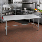 Thumbnail image #2 for John Boos Stallion ST4R1.5-24108SBK 108-Inch x 24-Inch Stainless Steel Work Table, 14-Gauge 300 Series Top, Open Base, 1-1/2-Inch Rear Up-Turn