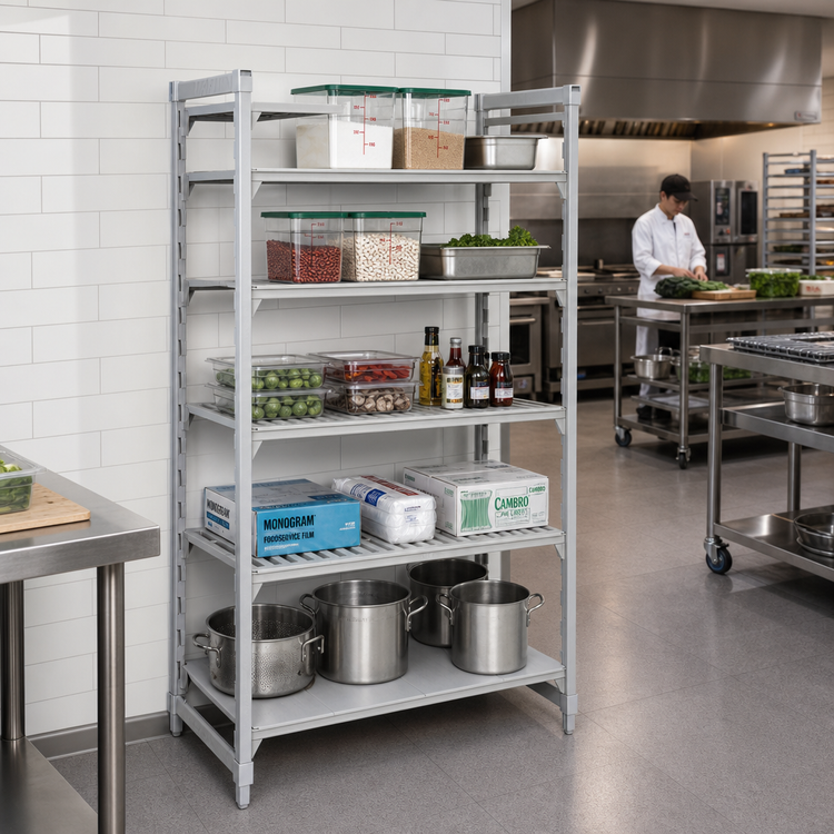 Product image #3 for Cambro Camshelving Premium 42" x 18" x 84" 5-Tier Vented and Solid Stationary Starter Unit