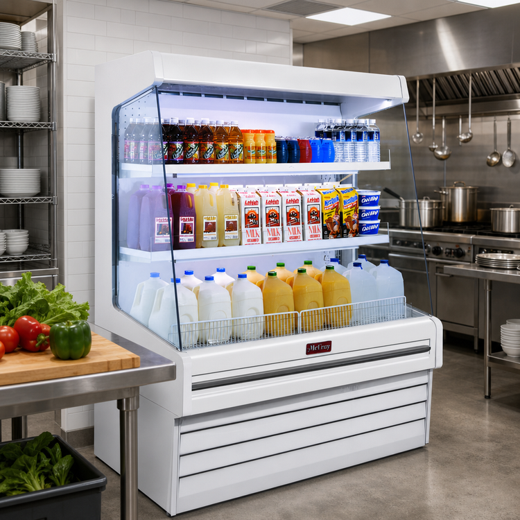 Product image #2 for Howard-McCray Ovation Series Dairy Open-Air Merchandiser, 75"W x 60"H, Stainless Steel, Remote Refrigeration