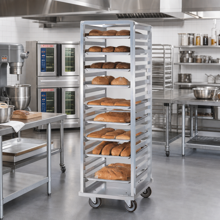 Product image #2 for Dinex 41-Tray Aluminum End-Loading Channel Pan Rack for 18 x 26 Inch Trays