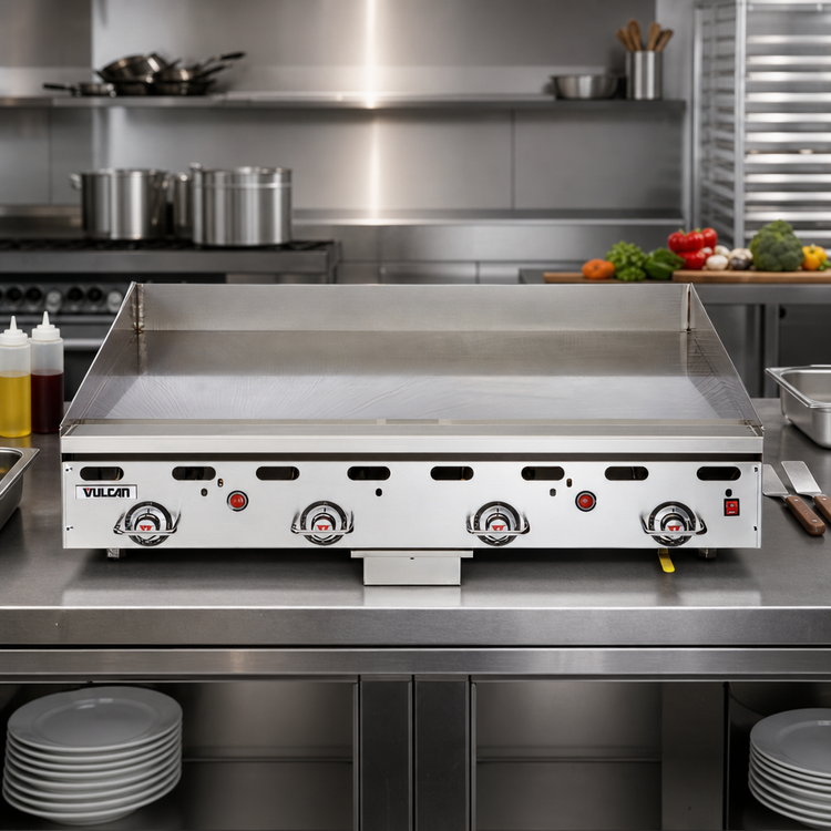 Product image #3 for Vulcan 960RX 60-Inch Heavy Duty Countertop Gas Griddle with 24-Inch Deep Polished Steel Plate