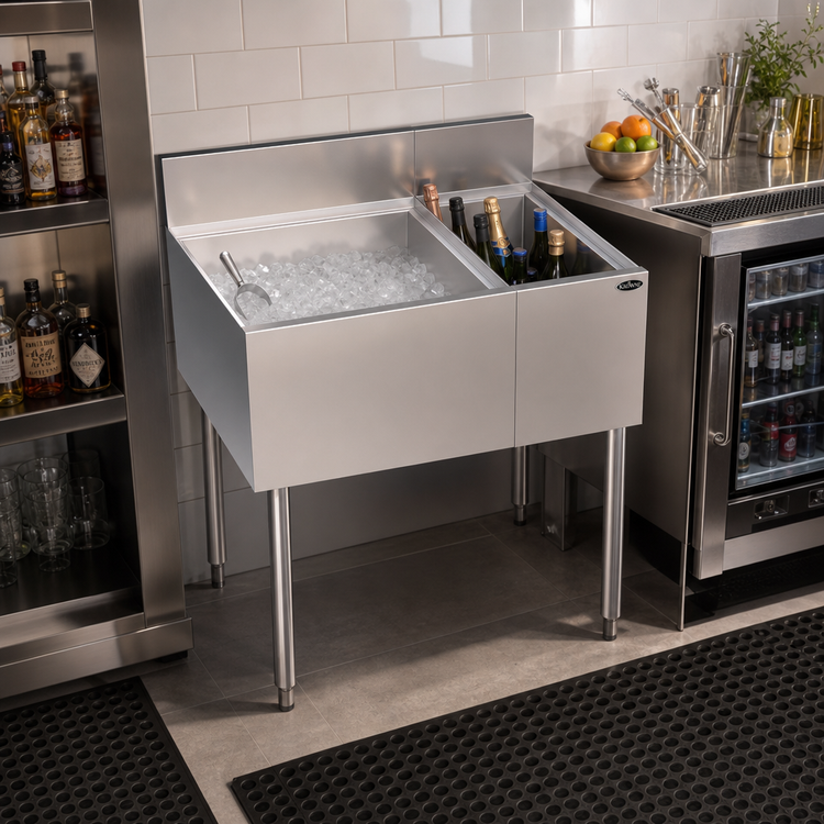 Product image #2 for Krowne Royal Series 36-Inch Underbar Multi Station Ice Bin with Left Ice Bin and Right Insulated Bottle Storage