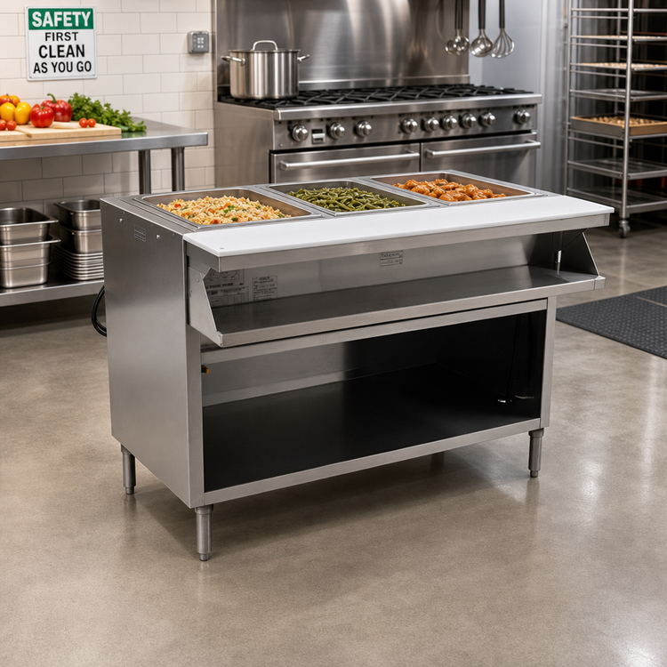 Product image #2 for Spec-Master 48-Inch Electric Sealed Well Hot Food Table, Open Front, 3 Wells, Wet/Dry Operation, 240V