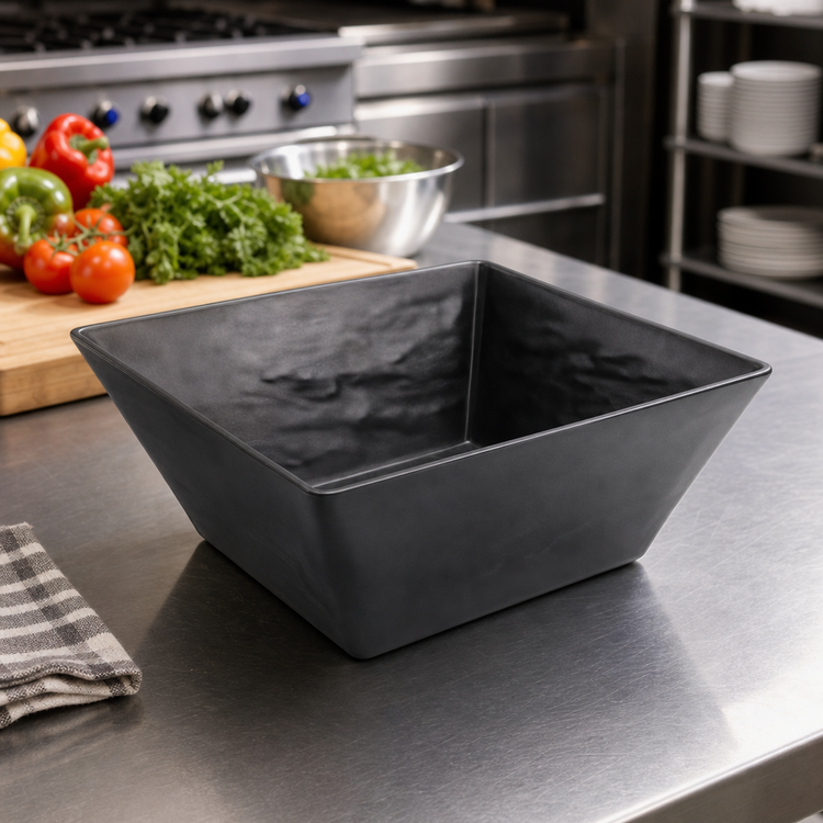Product image #2 for American Metalcraft 125 oz Square Break-Resistant Melamine Bowl, Black Faux Slate Finish