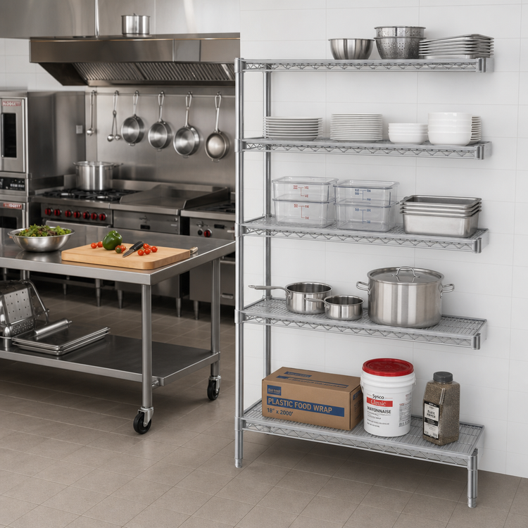 Product image #2 for Eagle Group 5-Tier Add-On Wire Shelving Unit, 48 x 21 x 74 Inches, Chrome-Plated