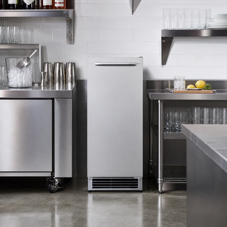 Product image #3 for Summit Commercial 15-Inch Outdoor Crescent Cube Ice Maker with Insulated Storage Bin, 25 lb/Day