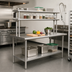 Thumbnail image #2 for Eagle Group SB Series 60-Inch x 30-Inch Stainless Steel Work Table with Flex-Master Overshelf Kit and Adjustable Undershelf