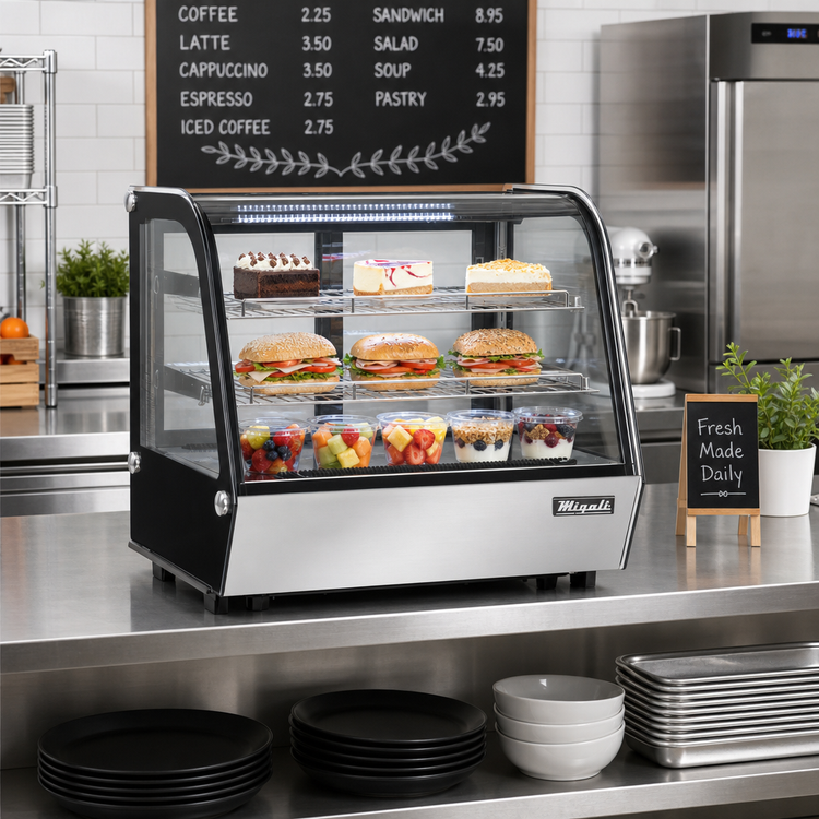 Product image #3 for Migali Competitor Series Countertop Refrigerated Display Case, 34.6-Inch, Curved Glass, 5.7 Cu. Ft.