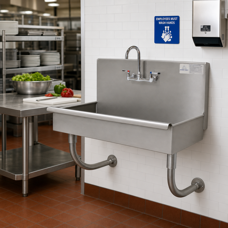 Product image #2 for Advance Tabco 40-Inch Wall Mounted ADA Service Sink with Faucet and Wrist Blade Handles