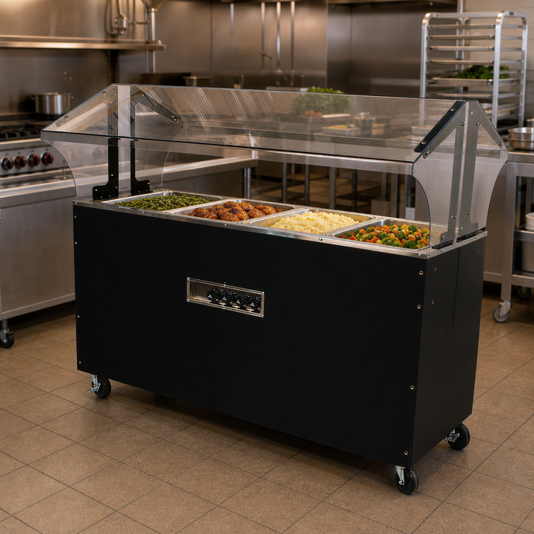 Product image #2 for Portable Electric Hot Food Buffet Table with 4 Stainless Steel Wells and Double-Sided Sneeze Guard