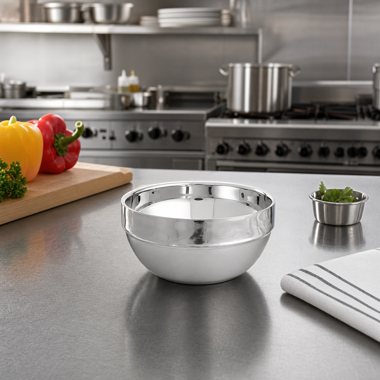 Product image #2 for American Metalcraft 8 oz. Round Stackable Double Wall Stainless Steel Serving Bowl, 4 Inch