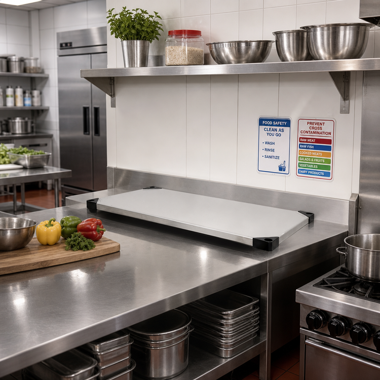 Product image #2 for Omcan USA Solid Stainless Steel Commercial Shelf, 48 x 24 Inches, 450 lb. Capacity