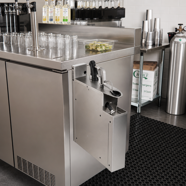Product image #2 for CHOICE 4-Inch Underbar Stainless Steel Soda Gun Holder with Integral Drip Pan