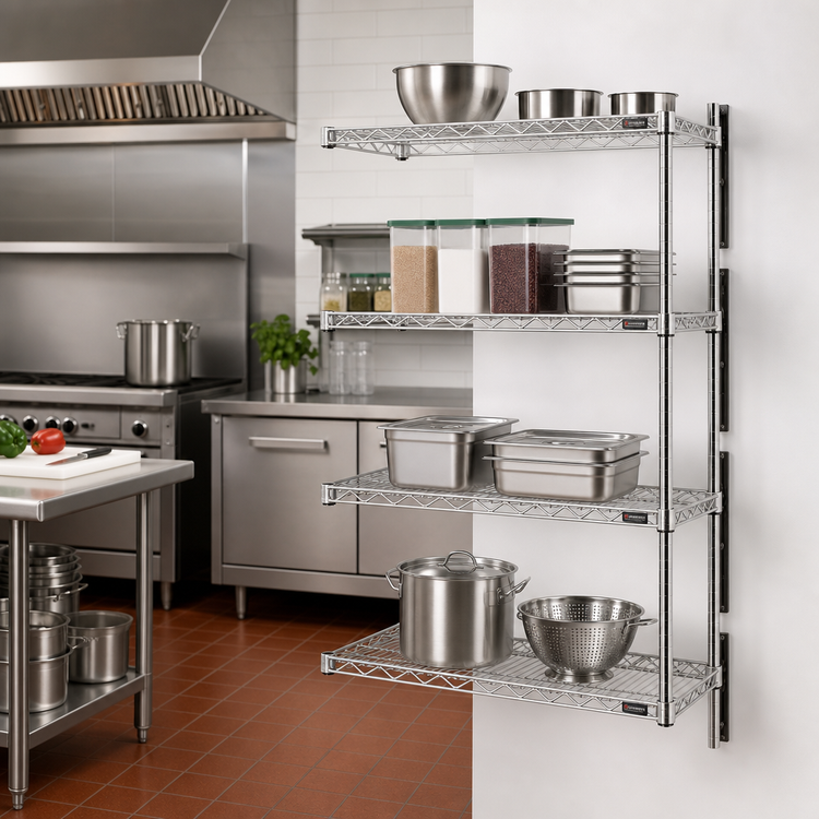 Product image #2 for Eagle Group QuadTruss® 4-Tier Add-On Wire Shelving Unit, 36W x 18D x 63H Inches, Stainless Steel Finish