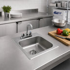 Thumbnail image #2 for Eagle Group SR14-10-5-1 Self-Rimming Drop-In Stainless Steel Sink with Faucet and Basket Drain, 1 Compartment, 14 x 10 x 5 Inch Bowl