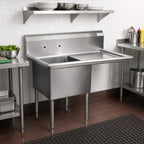 Thumbnail image #2 for Serv-Ware E1CWP1824R-24-V 1-Compartment Sink, 24-Inch Right Drainboard, 18-Gauge 304 Stainless Steel, 14-Inch Deep Bowl