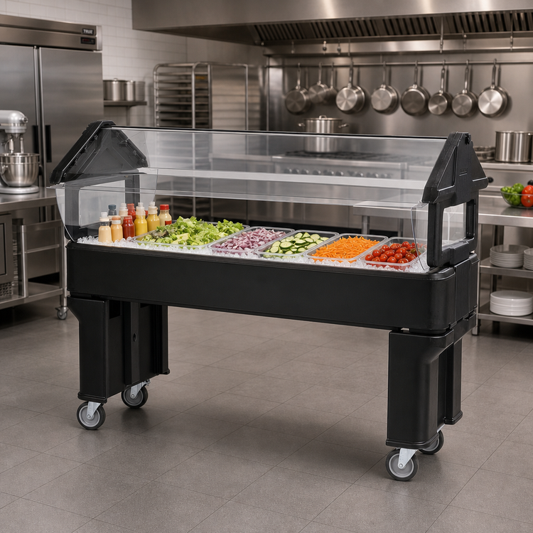 Product image #3 for SixStar 6-Foot Ice-Cooled Portable Food Bar with Legs, Black