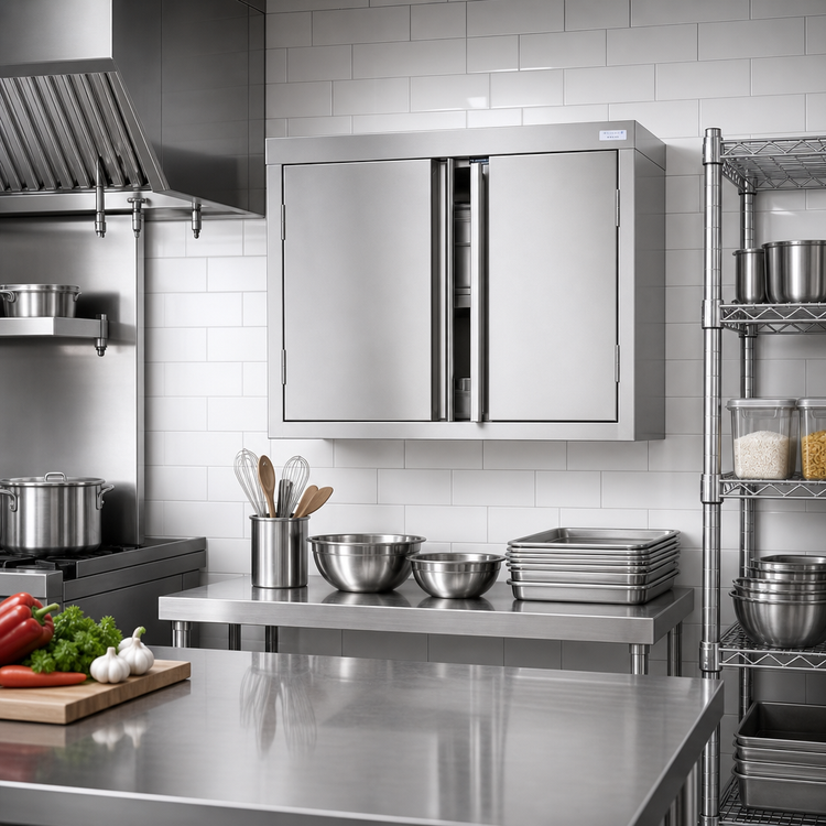 Product image #2 for 48-Inch Stainless Steel Wall Cabinet with Hinged Doors, 15-Inch Deep