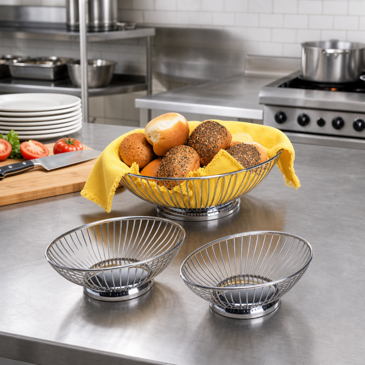 Product image #2 for American Metalcraft Oval Stainless Steel Serving Basket, 8-1/4 x 5-1/8 x 2-1/2 Inches