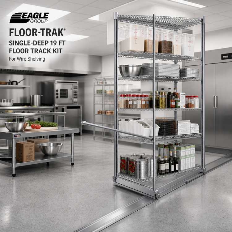 Product image #2 for Eagle Floor-Trak Single-Deep 19 Ft Floor Track Kit for Wire Shelving