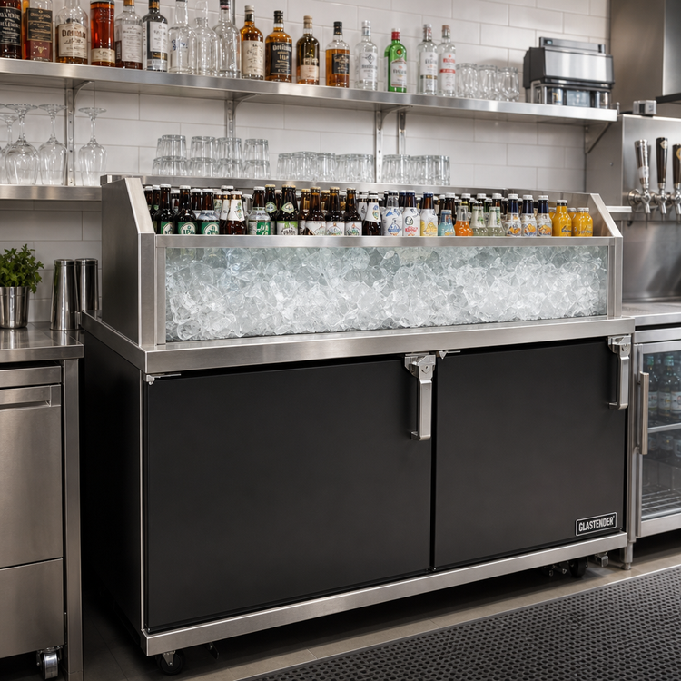 Product image #2 for Glastender Back Bar Glass Ice Display Unit for Bottled Beverages, 54 x 18 x 9 Inch