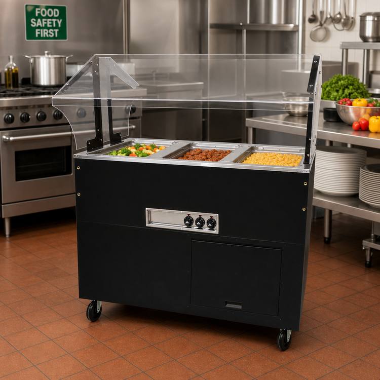 Product image #2 for Portable Electric Hot Food Buffet Table with 3 Sealed 12" x 20" Wells and Sneeze Guard