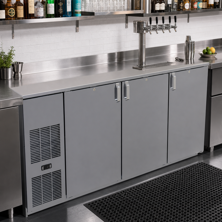 Product image #2 for Glastender CS1FB72 72-Inch Shallow-Depth Front-Serviced Three-Section Back Bar Cooler