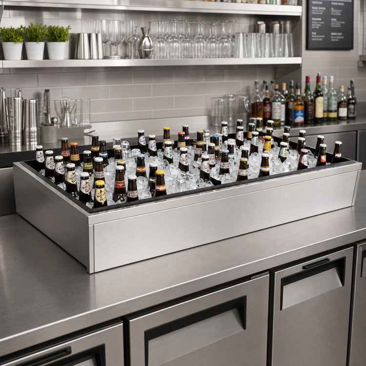 Product image #2 for Glastender Back Bar Ice Display Unit for Bottled Beverages, 60 Inch W x 24 Inch D, Stainless Steel