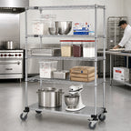 Thumbnail image #2 for Quantum M2448CG46 Mobile Wire Shelving Cart, 48 in W x 24 in D x 69 in H, 4 Shelves, Chrome Finish