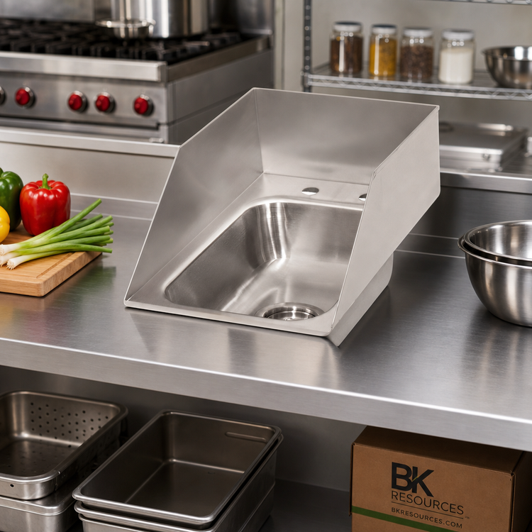 Product image #2 for BK Resources Deep Drawn Drop-In Sink with 3-Sided Riser, 1 Compartment, 12-5/8 x 18-1/2 Inch, 304 Stainless Steel