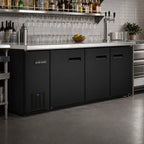 Thumbnail image #2 for Serv-Ware BB4-24-HC 73-Inch 3-Door Back Bar Bottle Cooler, 17.2 Cu. Ft., Black Exterior, Stainless Steel Interior