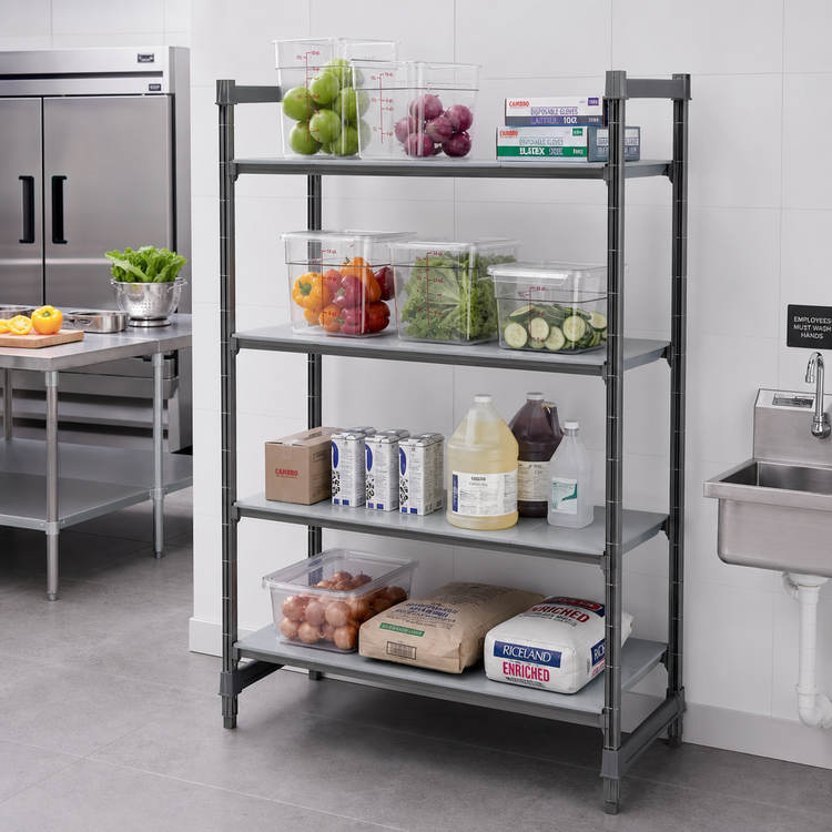 Product image #2 for Cambro Camshelving Basics Plus 4-Tier Solid Stationary Starter Unit, 18" x 60" x 64"